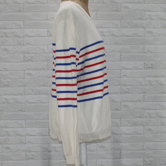 GAP Sweater Men's Knit Pullover Patriotic Red White Blue Stripe Vintage X-Large - Picture 2 of 12